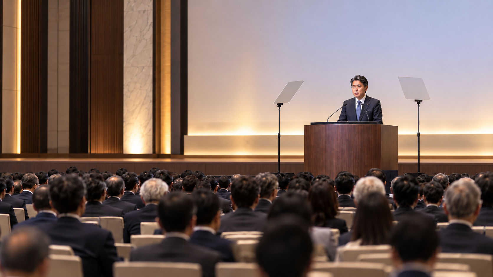 株主総会でのスピーチプロンプター設置イメージ